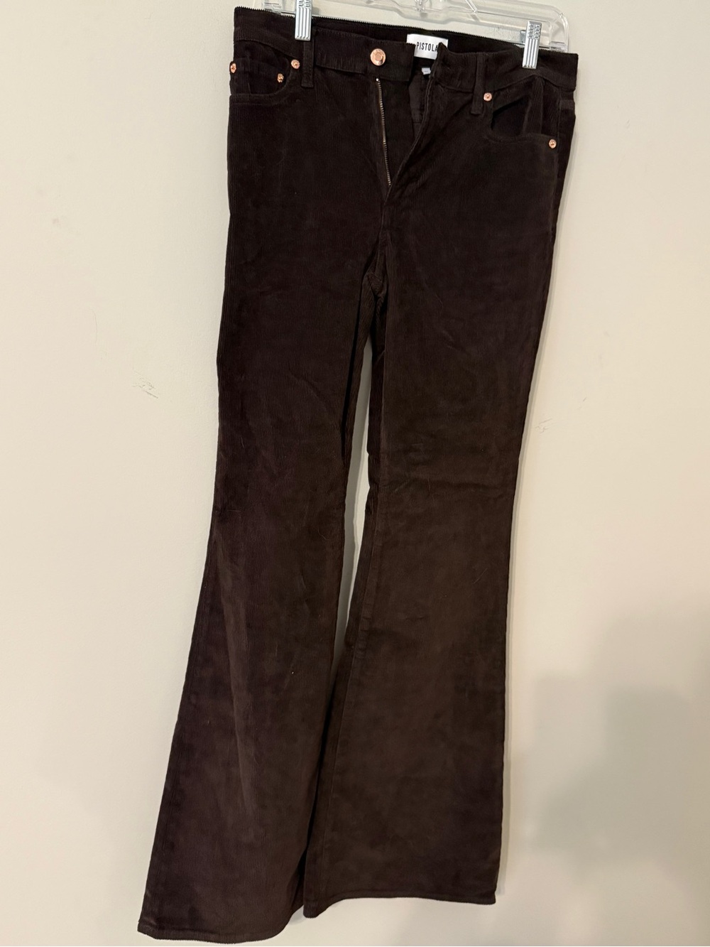 NWOT - Pistola Dark Brown corduroy High-Rise Flare Jeans - Picture 2 of 4